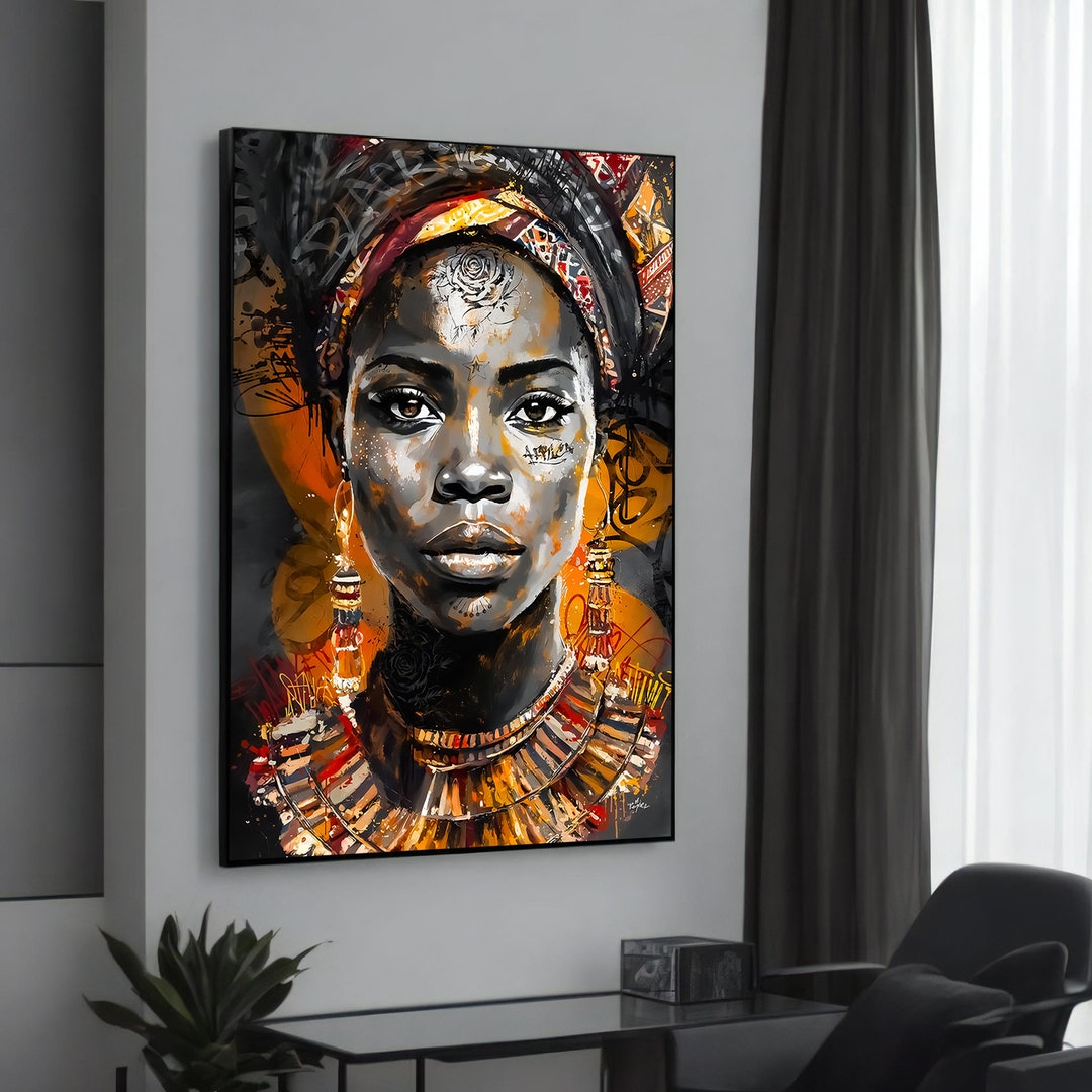 Striking African Woman With Traditional Jewelry and Headwrap - Ethnic ...