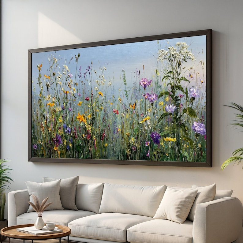 Vibrant Wildflower Meadow Canvas, Nature Floral Wall Art, Colorful ...