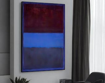 Mark Rothko- Abstract Canvas Painting, Blue and Burgundy Modern Wall Art, Contemporary Home Decor, Ready to Hang, Unique Gift