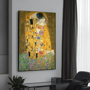 Gustav Klimt Kyssen på canvastavla - Ikoniskt mästerverk i jugendstil, redo att hängas upp, perfekt present till konstälskare