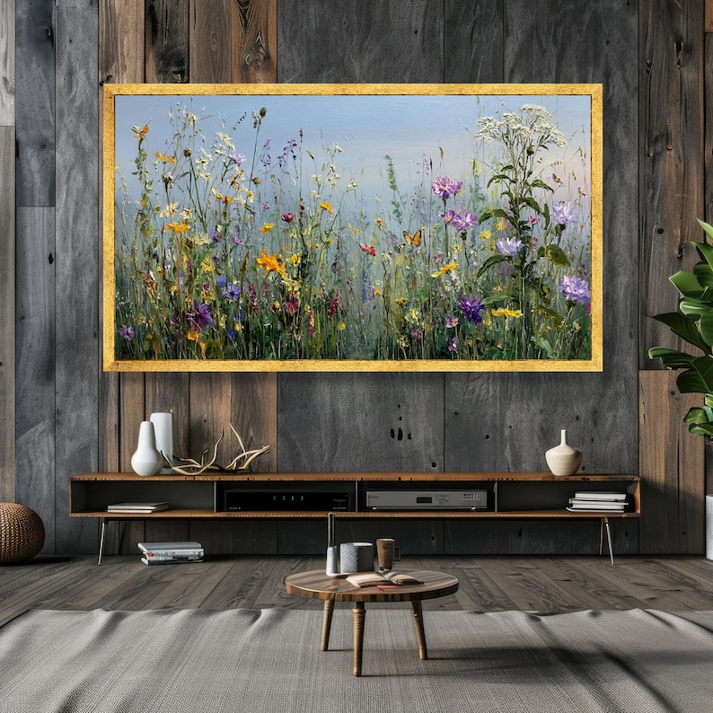 Vibrant Wildflower Meadow Canvas, Nature Floral Wall Art, Colorful ...