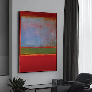 Red and Blue Abstract Canvas Painting by Mark Rothko, Contemporary Wall Art for Home Decor, Unique Gift, Ready to Hang