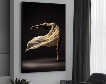 Graceful Ballet Dancer Canvas Art - Elegant Wall Decor, Framed Canvas Print, Ready to Hang, Dance-Inspired Home Art