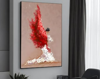 Elegant Flamenco Dancer Canvas Art - Vibrant Wall Decor, Framed Canvas Print, Ready to Hang, Dance-Inspired Home Art