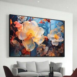Delicate White Flowers Canvas Painting - Serene Floral Wall Art for Living Room or Office Decor - Perfect Gift for Nature Lovers
