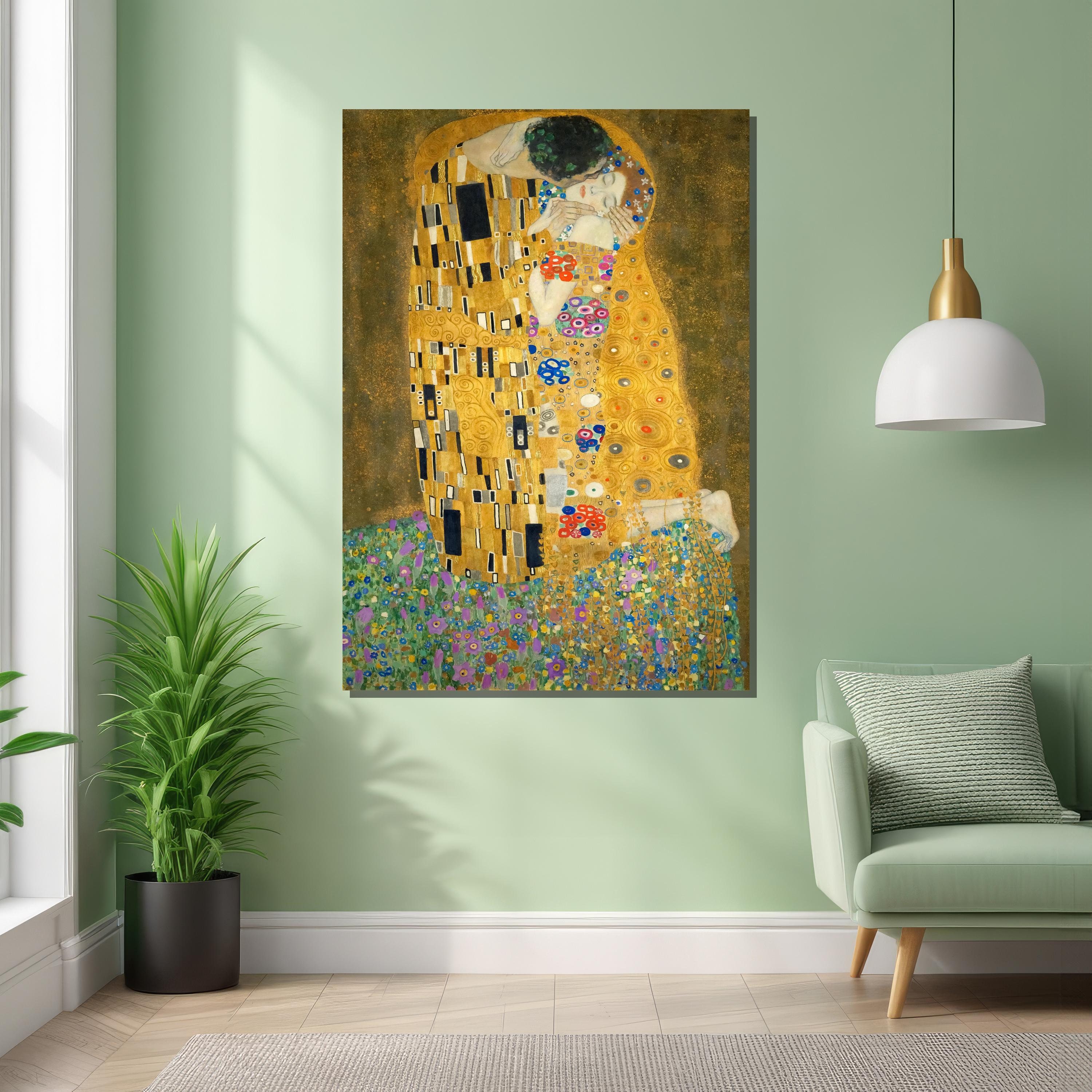 Gustav Klimt the Kiss Canvas Painting - Iconic Art Nouveau Masterpiece ...