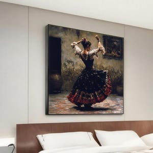 Flamenco Dancer Canvas, Spanish Dance Art, Elegant Movement Wall Print, Wall Art Canvas Design, Ready to Hang Decoration