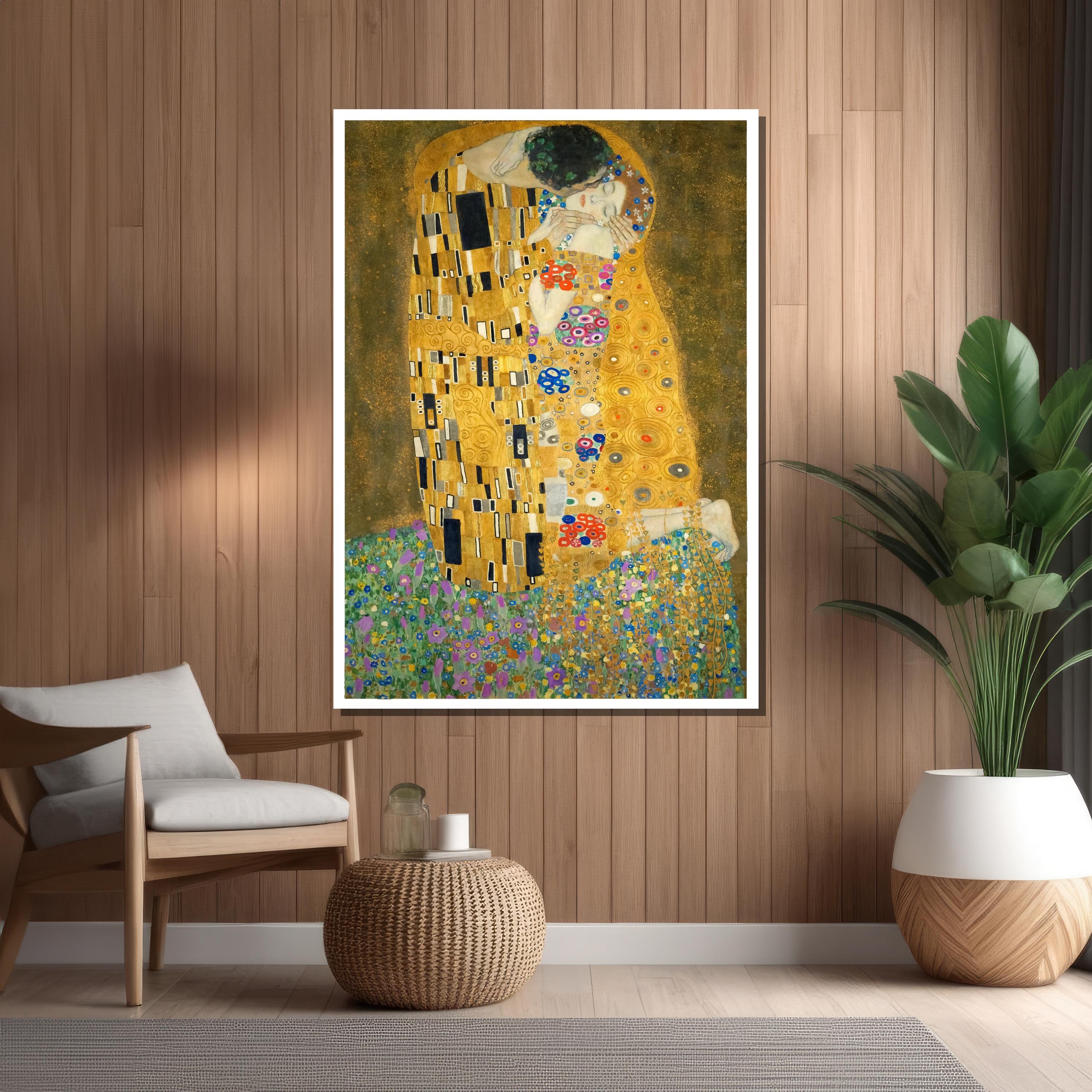 Gustav Klimt the Kiss Canvas Painting - Iconic Art Nouveau Masterpiece ...