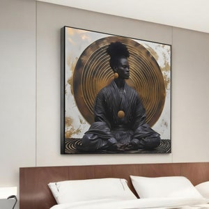 Elegant Ethnic Woman in Traditional Garb Canvas Painting - Sophisticated Abstract Portrait - Modern Home Decor Gift