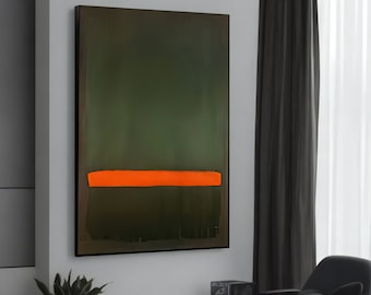 Bold Green and Orange Mark Rothko-Inspired Abstract Canvas Painting - Modern Art for Home Decor, Gift