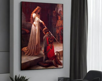 Edmund Blair Leighton The Accolade Canvas Painting - Medieval Knight Art, Ready to Hang, Gift Idea for Art Lovers