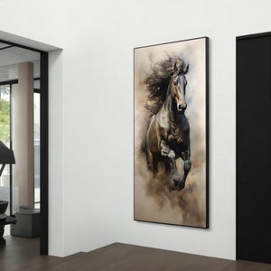 Majestic Black Stallion Canvas Painting - Dynamic Wall Art for Animal Lovers and Perfect Gift for Horse Enthusiasts