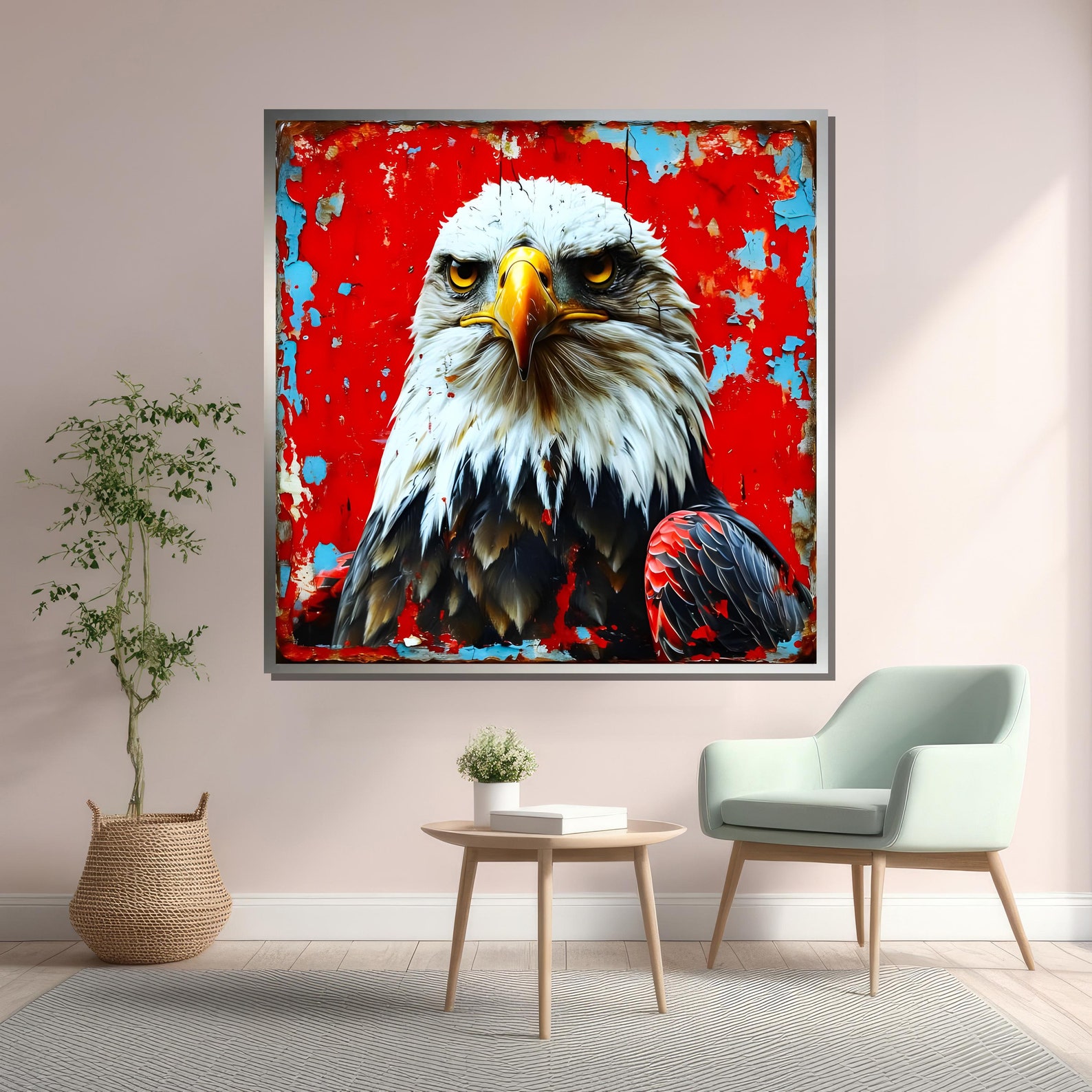 Bold Eagle Canvas Painting - Striking Animal Art - Modern Wall Decor ...