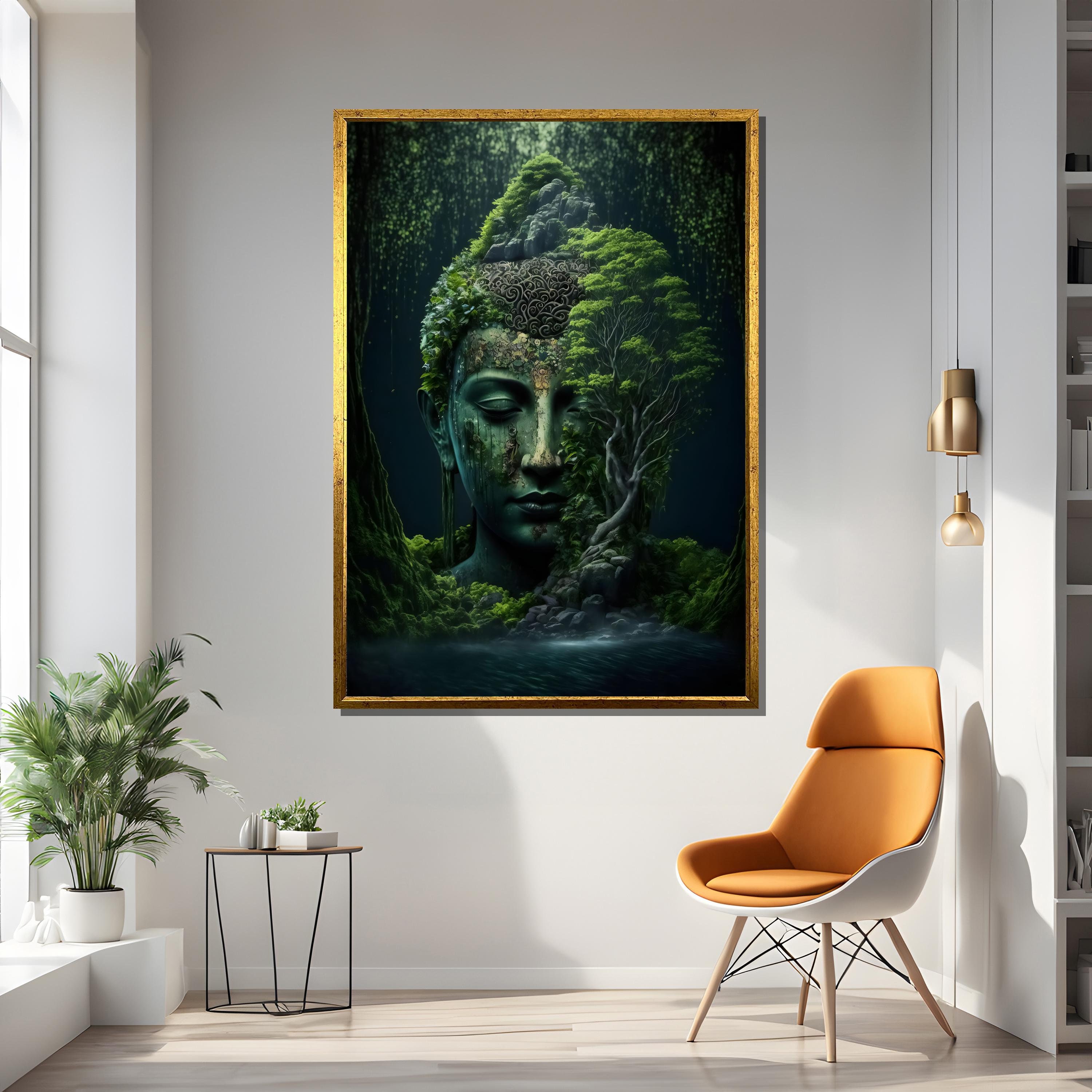 Serene Buddha Canvas Painting - Nature-inspired Spiritual Art With Tree ...