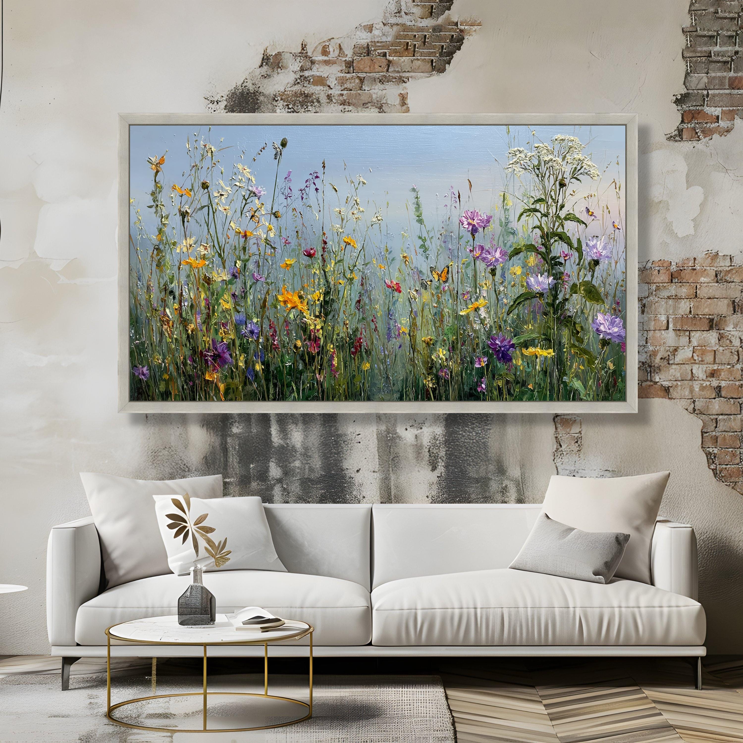 Vibrant Wildflower Meadow Canvas, Nature Floral Wall Art, Colorful ...