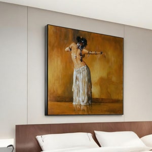 Exotic Belly Dancer in Motion - Dance Canvas Painting, Oriental Art, Home Decor Gift, Ready to Hang
