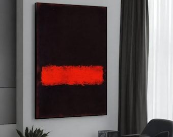 Mark Rothko Bold Red and Black Abstract Canvas Painting, Modern Minimalist Art, Striking Wall Decor, Gift