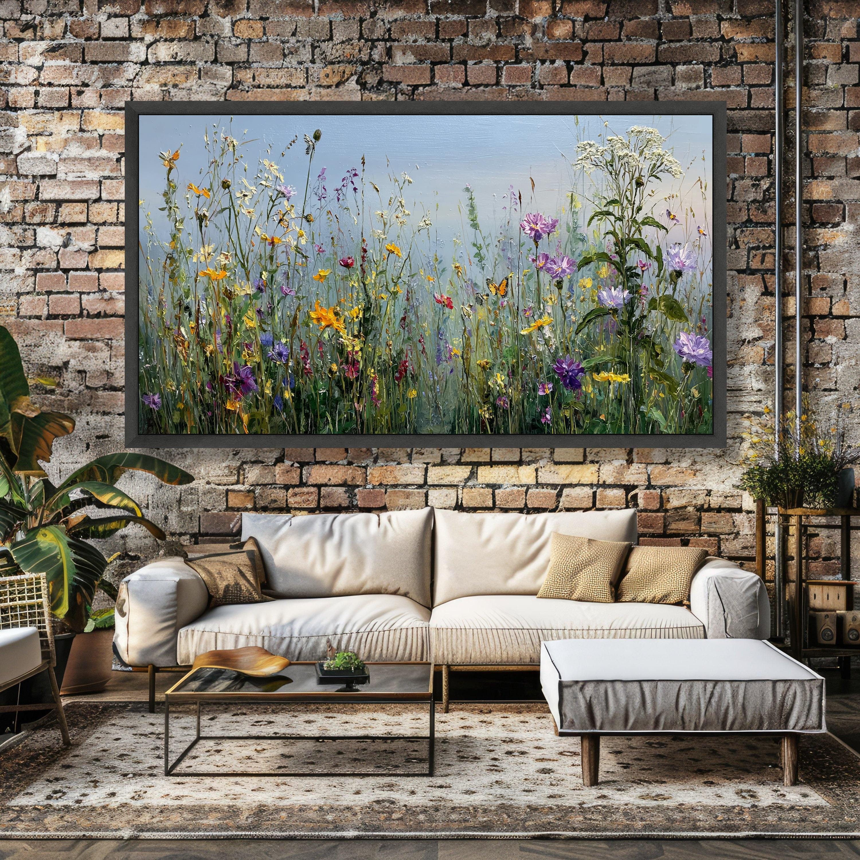 Vibrant Wildflower Meadow Canvas, Nature Floral Wall Art, Colorful ...