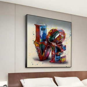 Urban Love: Banksy-Inspired Graffiti Pop Art Canvas Painting - Bold and Vibrant Urban Art for Modern and Loving Spaces