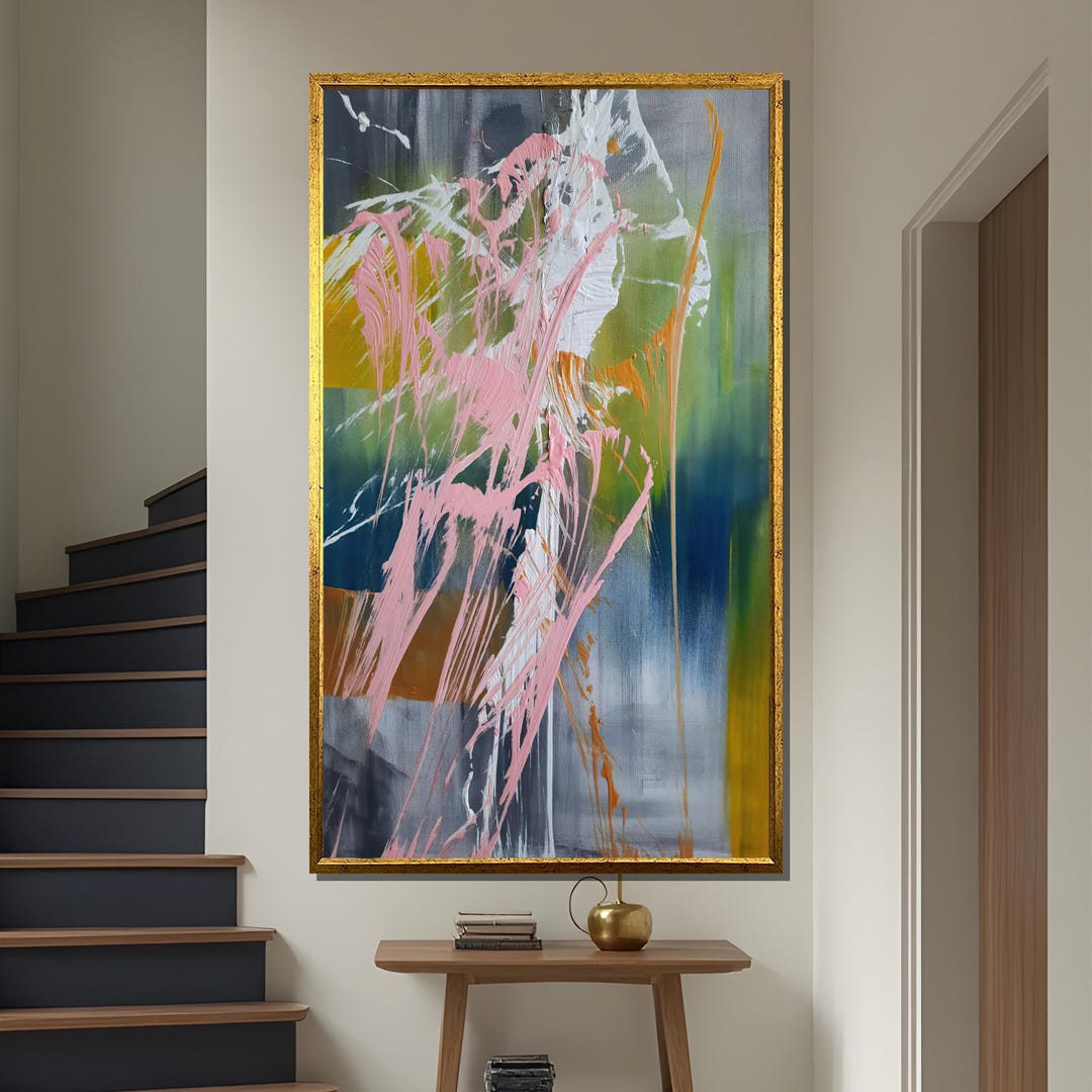 Abstract Expressionism Canvas Print – Pink and Yellow Strokes - Etsy