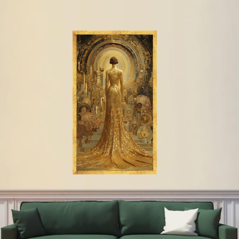Gustav Klimt Golden Woman Canvas Wall Art, Abstract Art Nouveau Design ...
