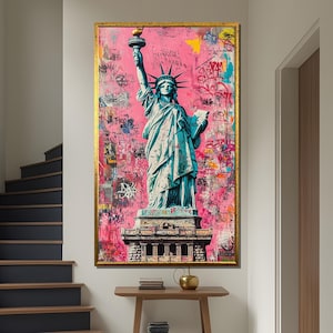 Statue of Liberty Canvas Painting – Graffiti Pop Art Wall Decor – Urban Street Art New York – Modern Abstract Home Gift