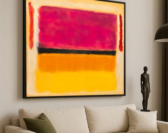 鮮やかなピンクとオレンジの抽象画キャンバス絵画 - モダンな壁の装飾