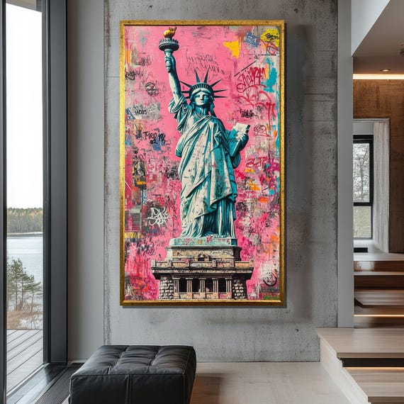 額装品/Statue of Liberty/ウォーホル/ポスター/インテリア Statue of Liberty Canvas Painting – Graffiti Pop Art Wall Decor
