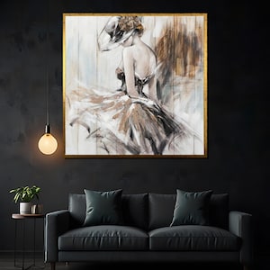 Chic Lady in Hat Canvas Painting – Elegant Black and White Art, Vintage-Inspired Fashion Wall Decor, Perfect Gift for Stylish Homes