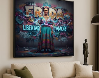 "Frida Libertad Amor" ""Frida Libertad Amor"" Pop Art Gemälde, Leinwand Gemälde von Künstler Arda."