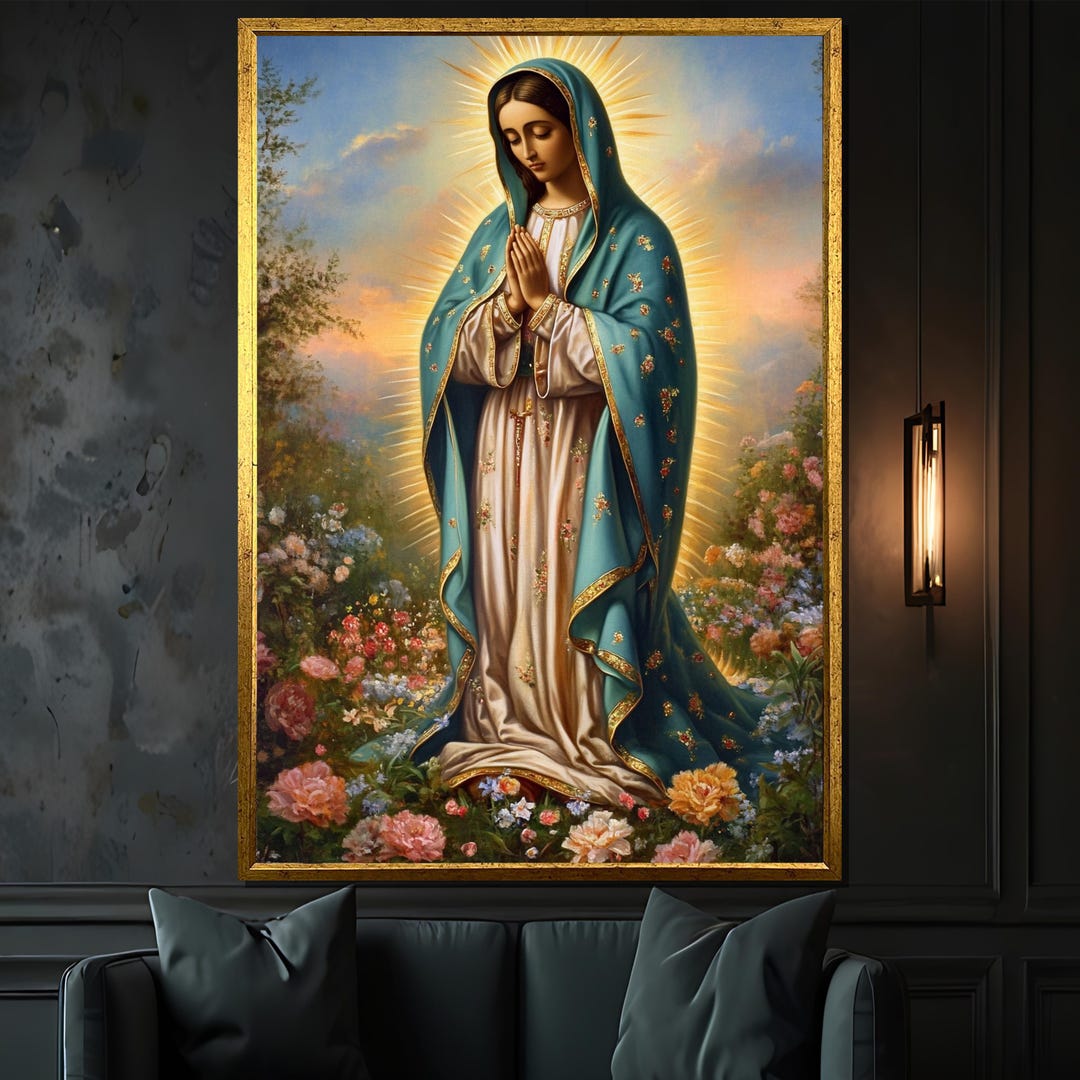 Virgin Mary Canvas Painting, Our Lady of Guadalupe, Catholic Wall Art ...
