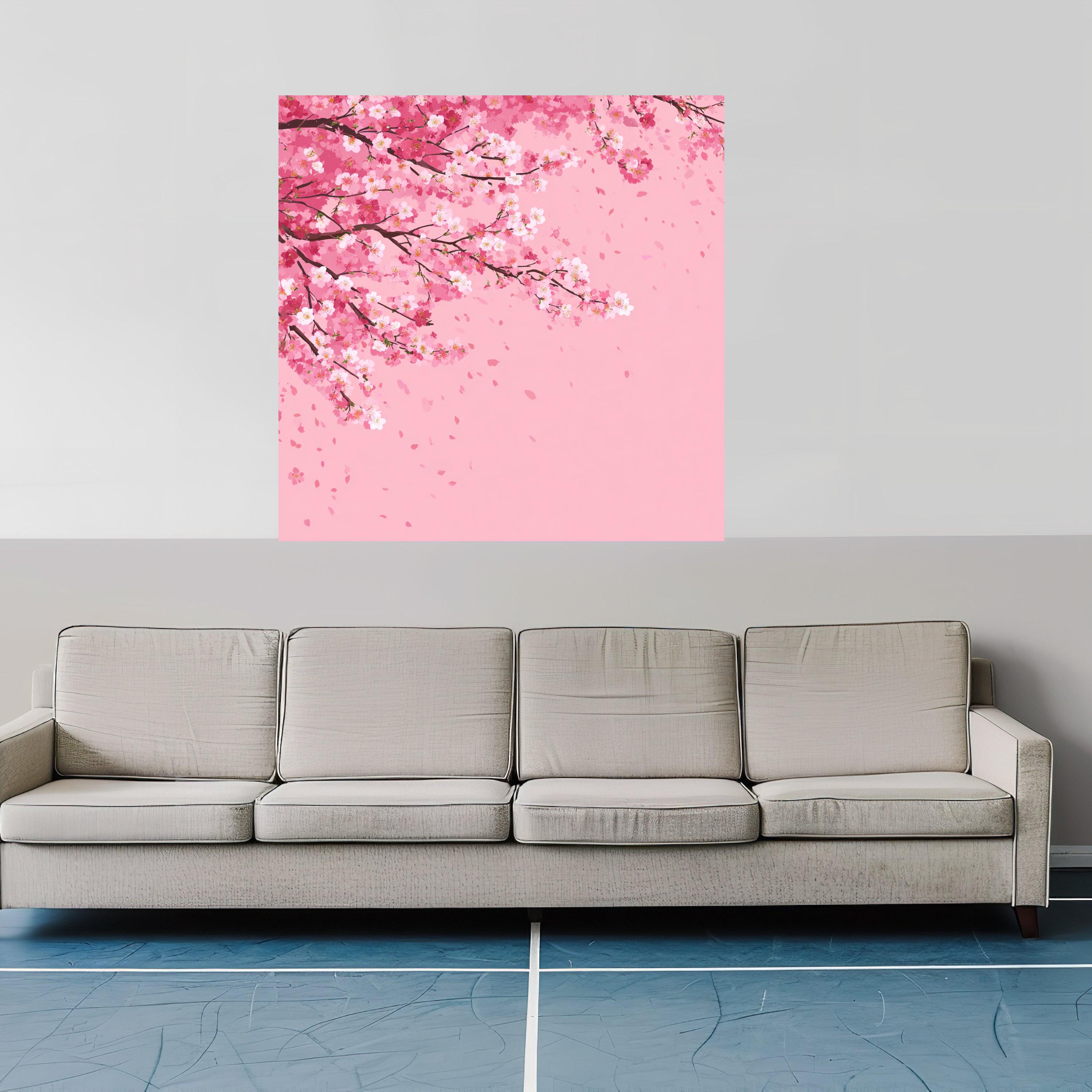 Pink Cherry Blossom Canvas Wall Art, Spring Floral Branches, Sakura ...