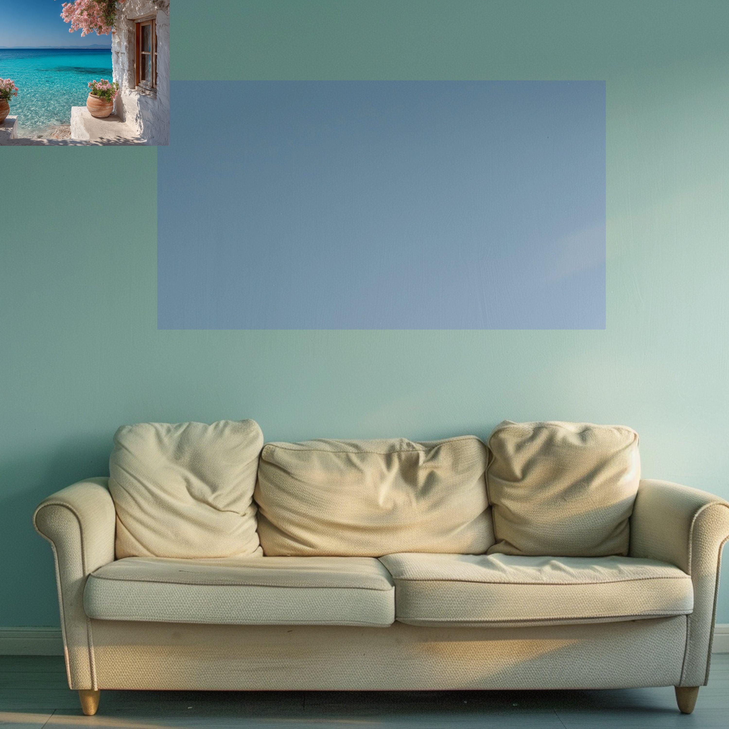 Mediterranean Seaside View Canvas, Turquoise Ocean Wall Art, Rustic ...