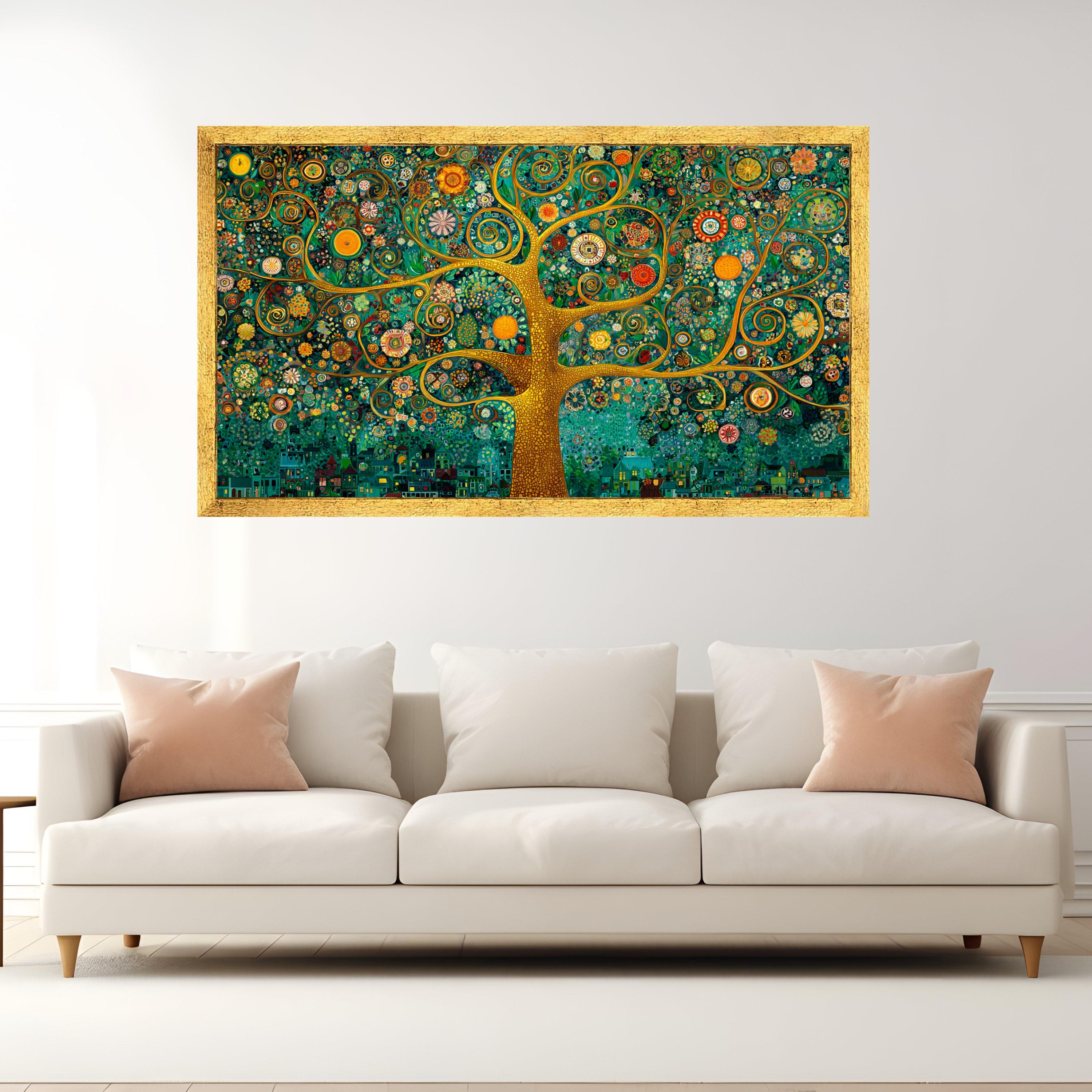 Gustav Klimt Tree of Life Canvas, Abstract Floral Wall Art, Golden ...