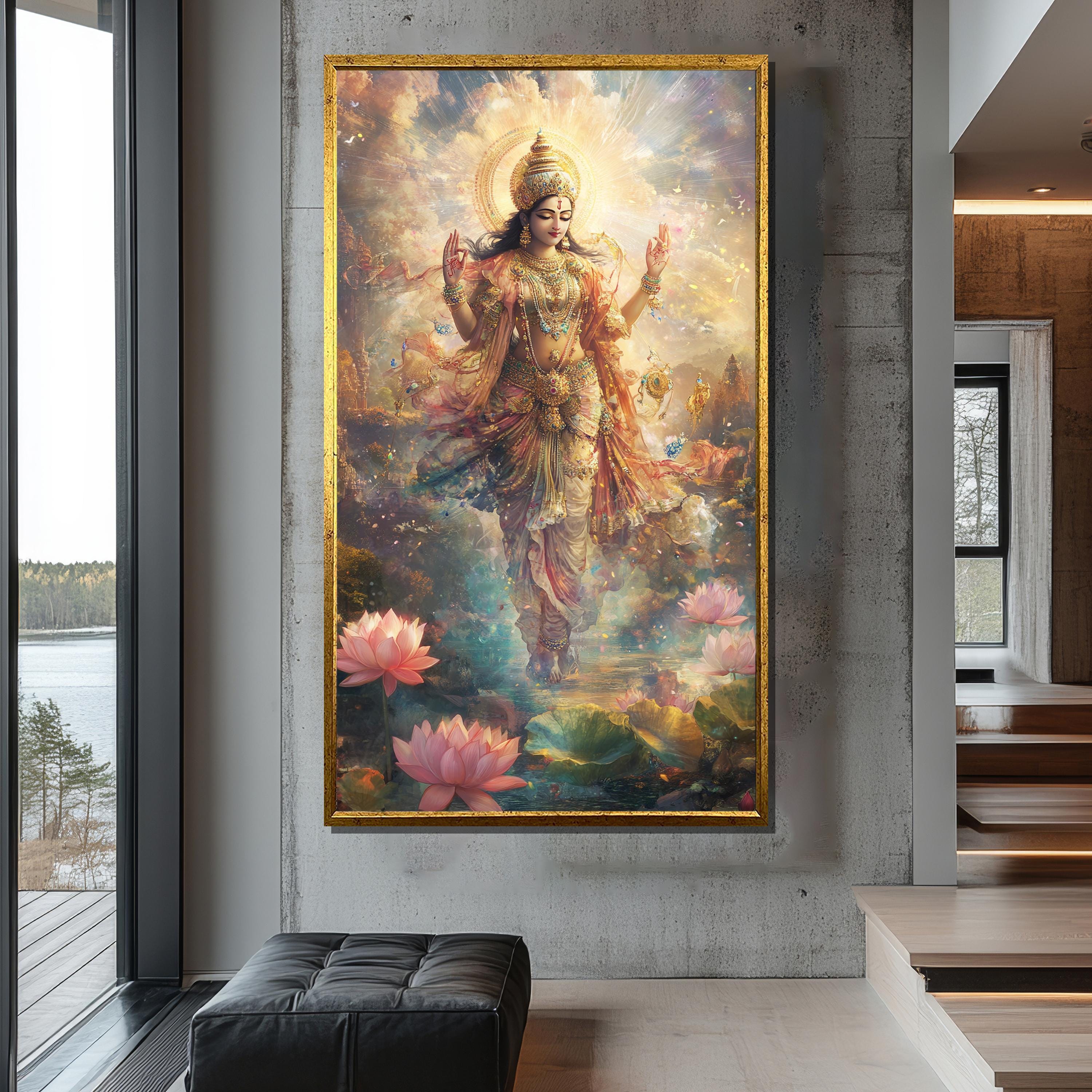 Vishnu Canvas Painting, Hindu God Artwork, Divine Spiritual Wall Art ...