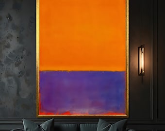 Bright Orange and Purple Abstract Canvas Painting - Stunning Wall Art Gift for Modern Home Decor, Vibrant Colorful Art Gift