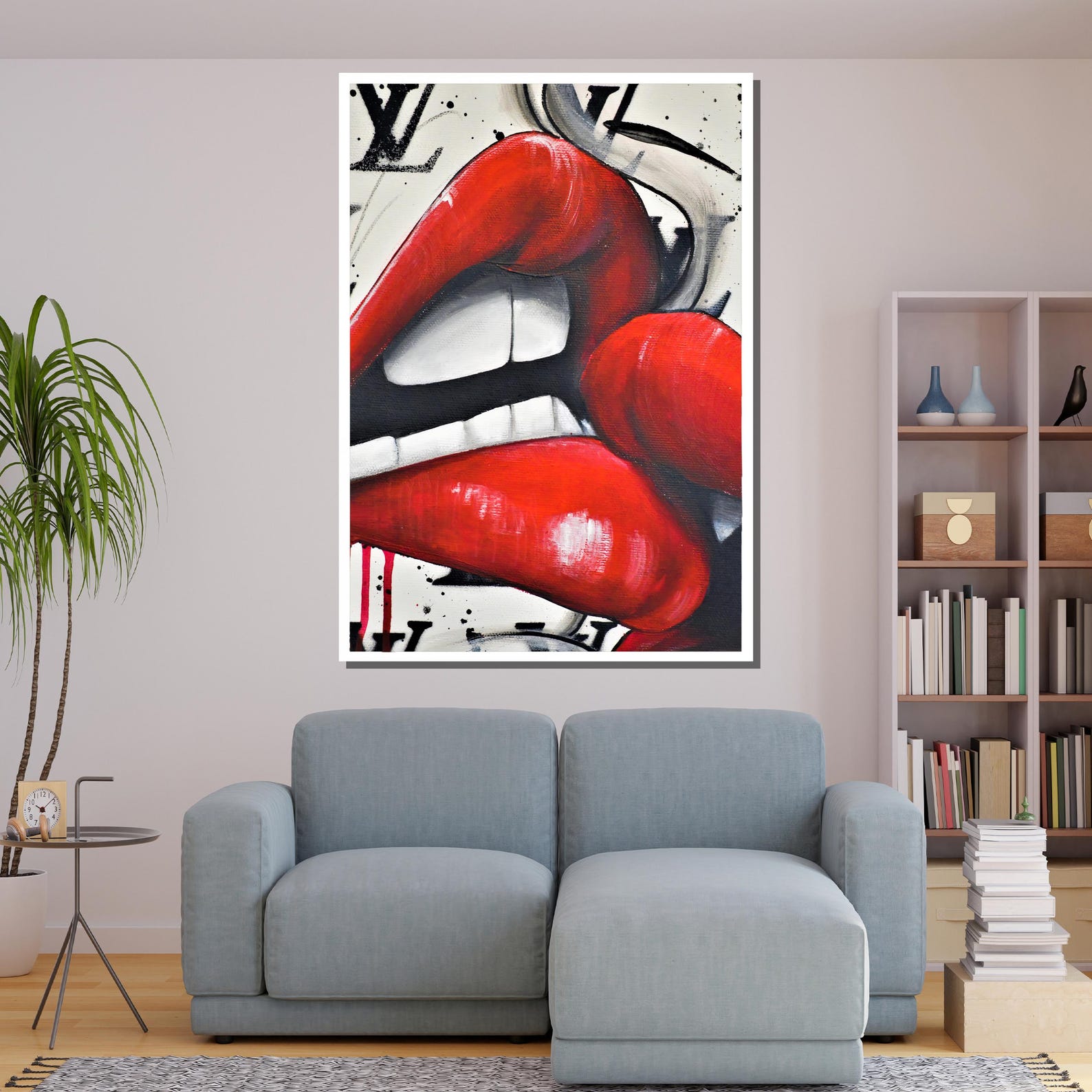 Seductive Red Lips Pop Art Painting - Bold and Modern Canvas Painting ...