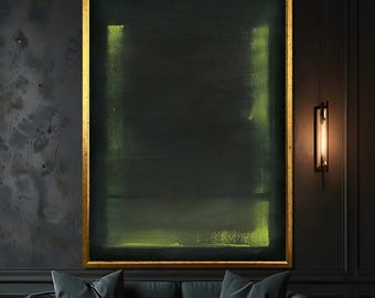 L'astratto minimalista verde intenso e nero di Mark Rothko - Un misterioso dipinto su tela, regalo per gli appassionati di arte moderna
