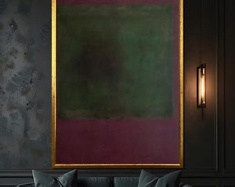 Mark Rothko Deep Green and Purple Abstract Canvas Painting - Elegant Art Gift for Modern and Minimalist Decor