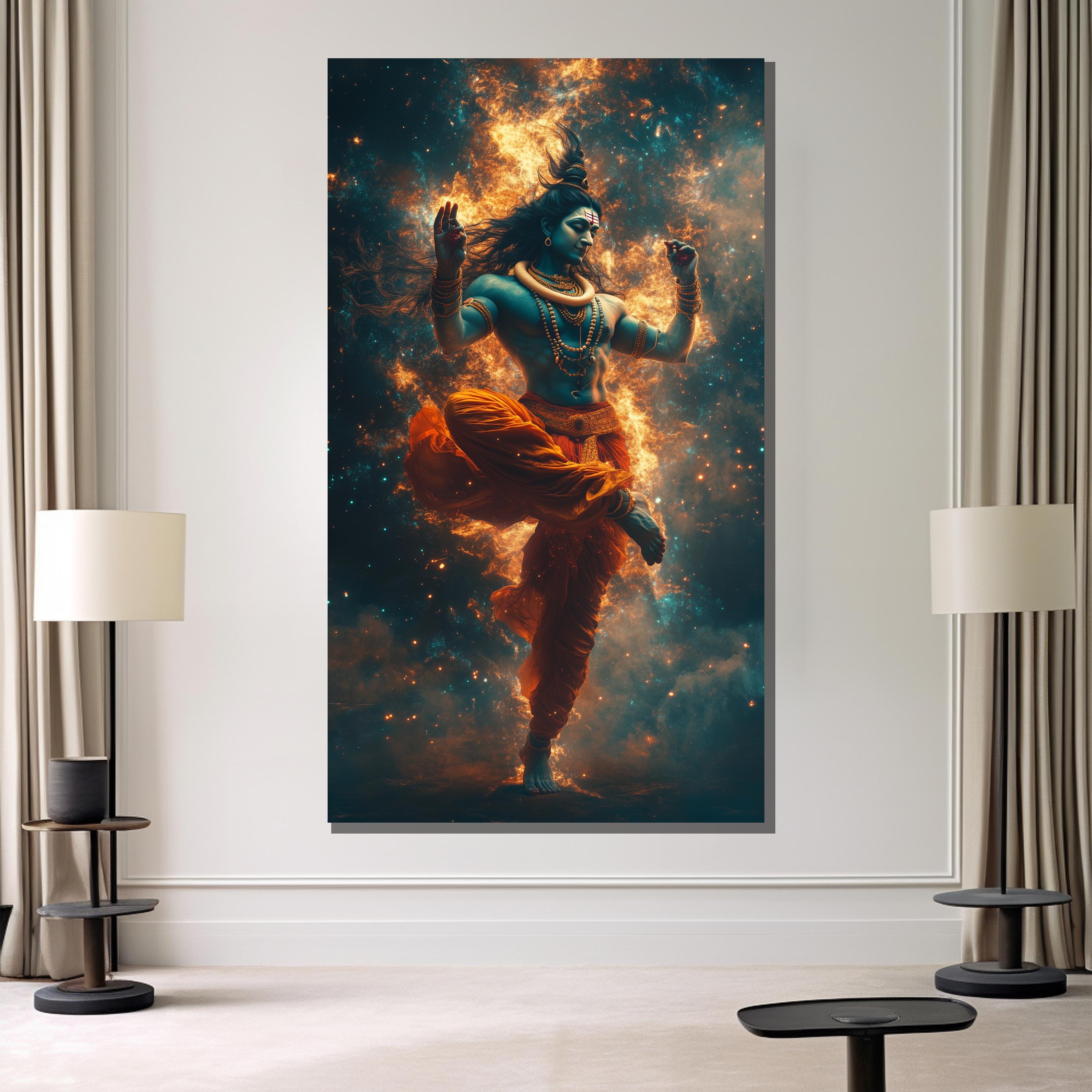 Cosmic Dance of Lord Shiva Canvas Painting – Nataraja Tandava Pose ...