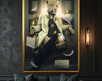 Leopardo al estilo Chanel: lienzo de moda glamurosa