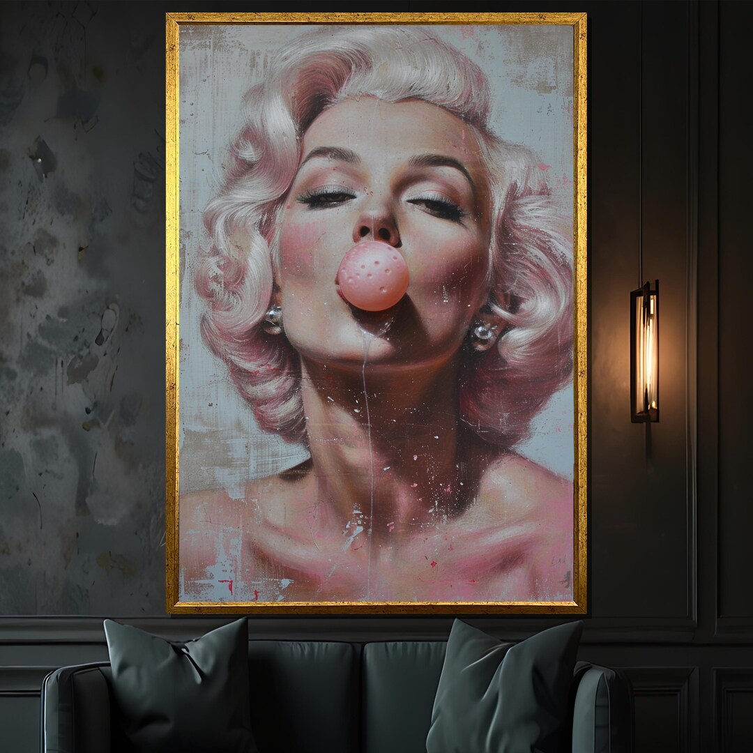 Marilyn Monroe Bubblegum Pop Art Canvas Painting – Retro Glamour Wall ...