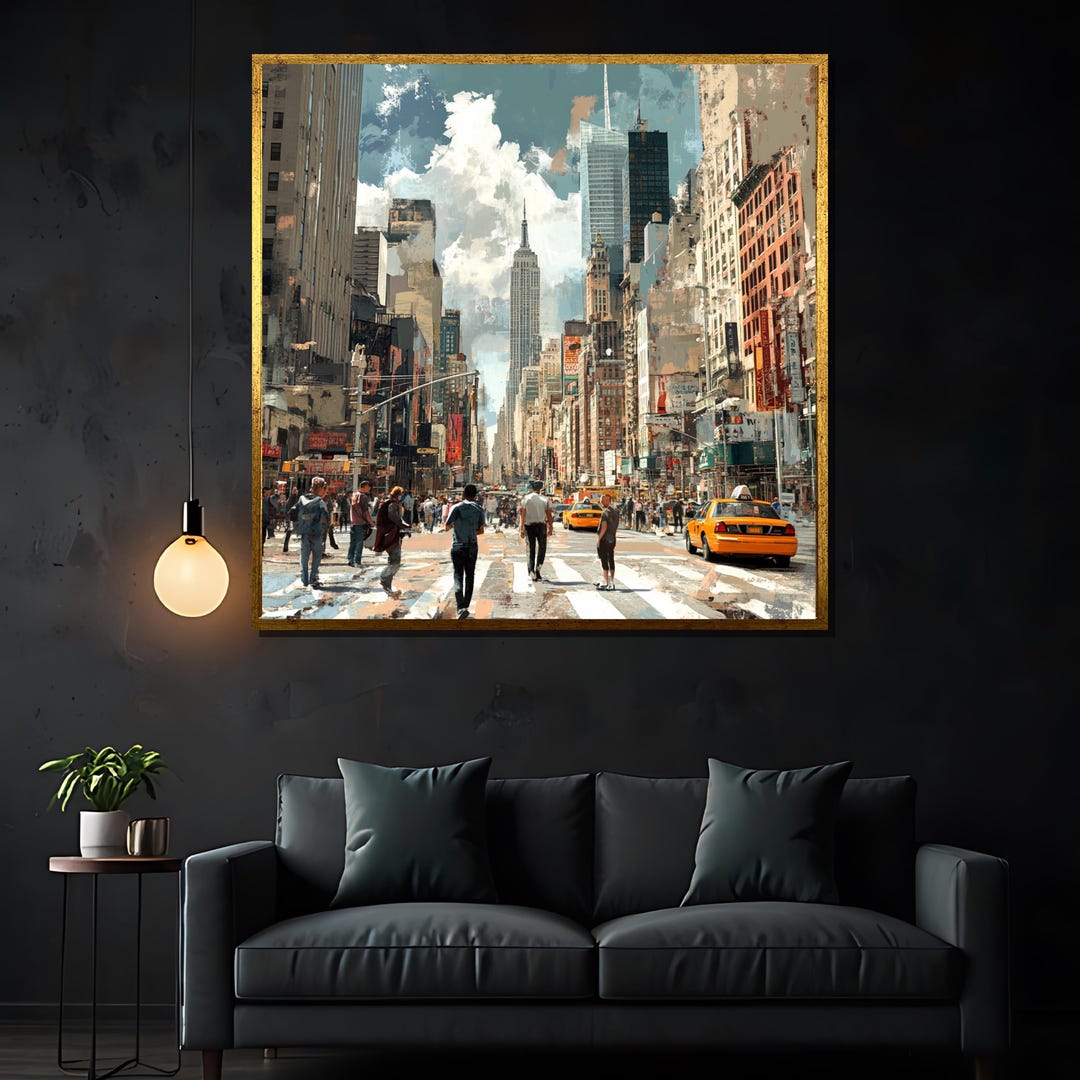 Modern New York City Canvas Painting - Urban Street Scene Wall Art ...