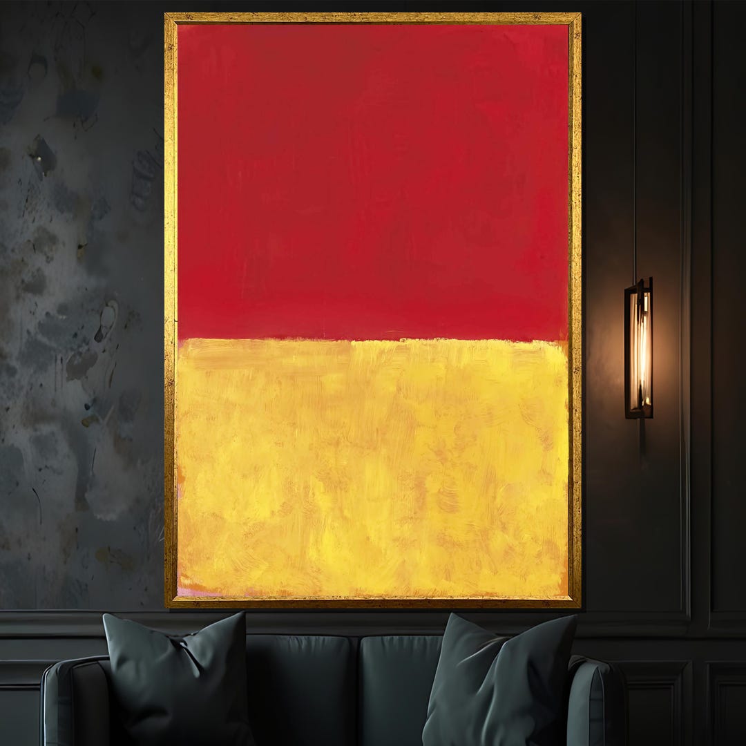 Mark Rothko's Vibrant Red and Yellow Canvas Painting - Bold Abstract ...