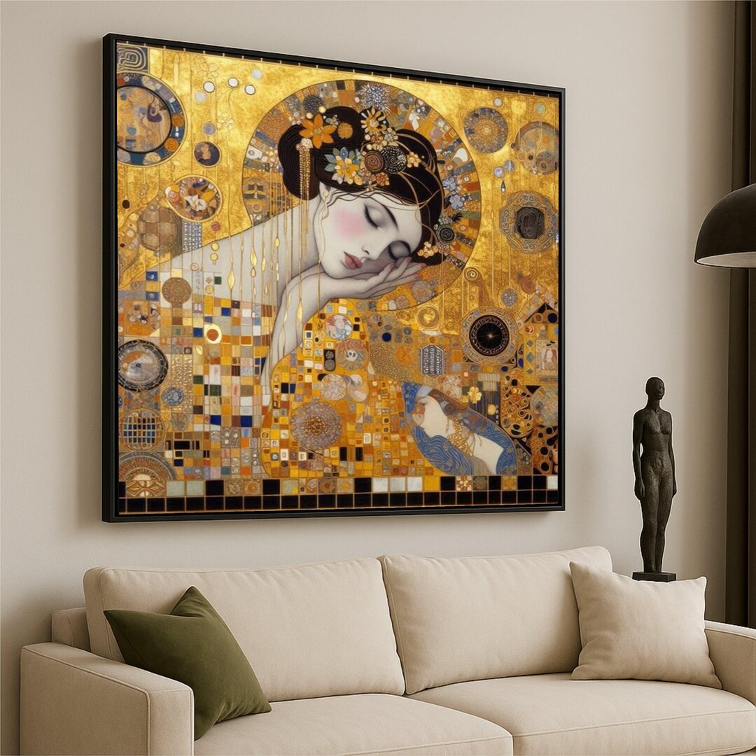 Gustav Klimt Golden Dream Canvas Wall Art, Decorative Woman Portrait ...