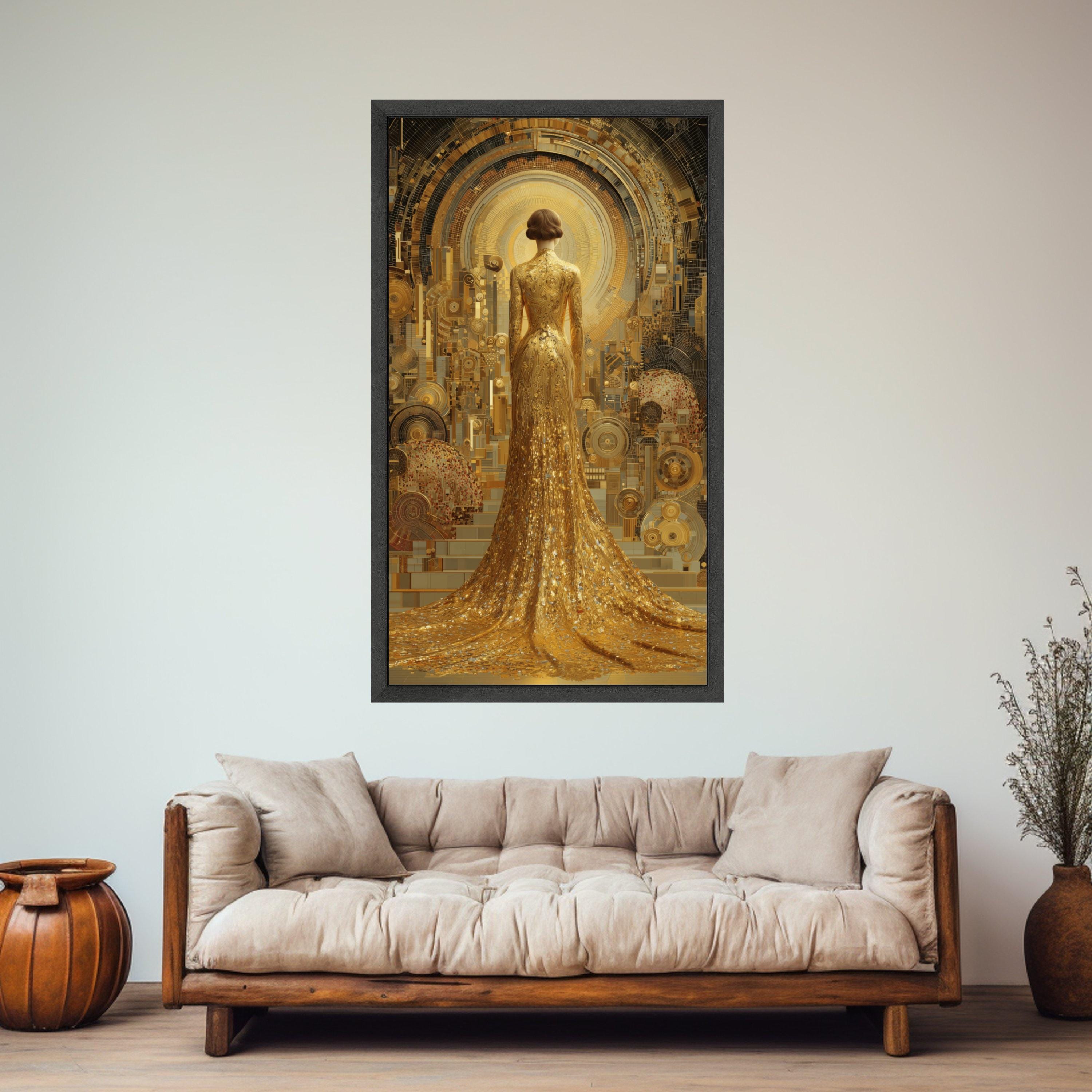 Gustav Klimt Golden Woman Canvas Wall Art, Abstract Art Nouveau Design ...