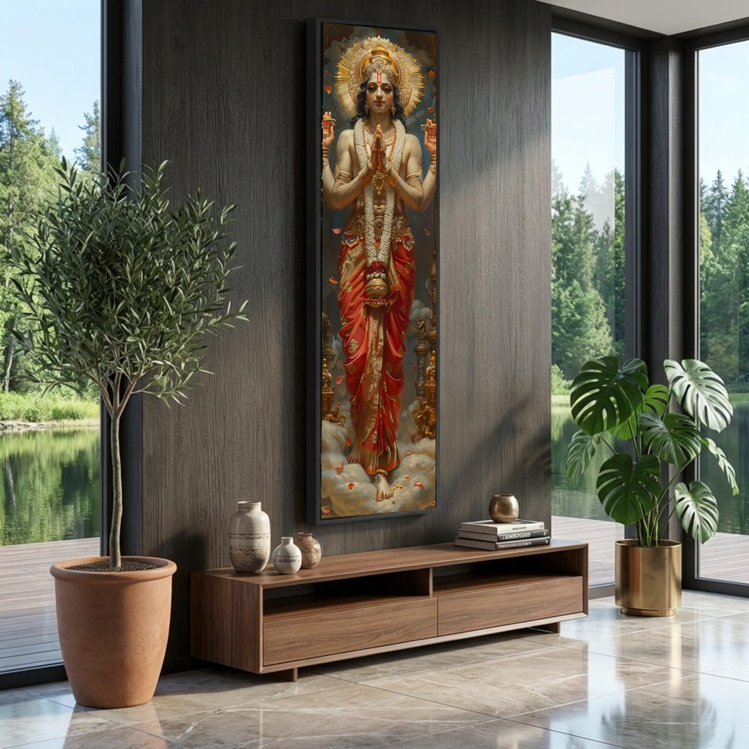 Divine Lord Vishnu Canvas Wall Art, Hindu God Spiritual Decor, Indian ...