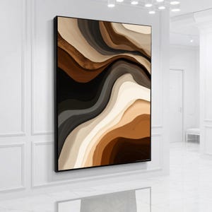Tela Astratta Toni Terra Caldi, Arte da Parete Organica Moderna, Decorazione Neutra Marrone Beige