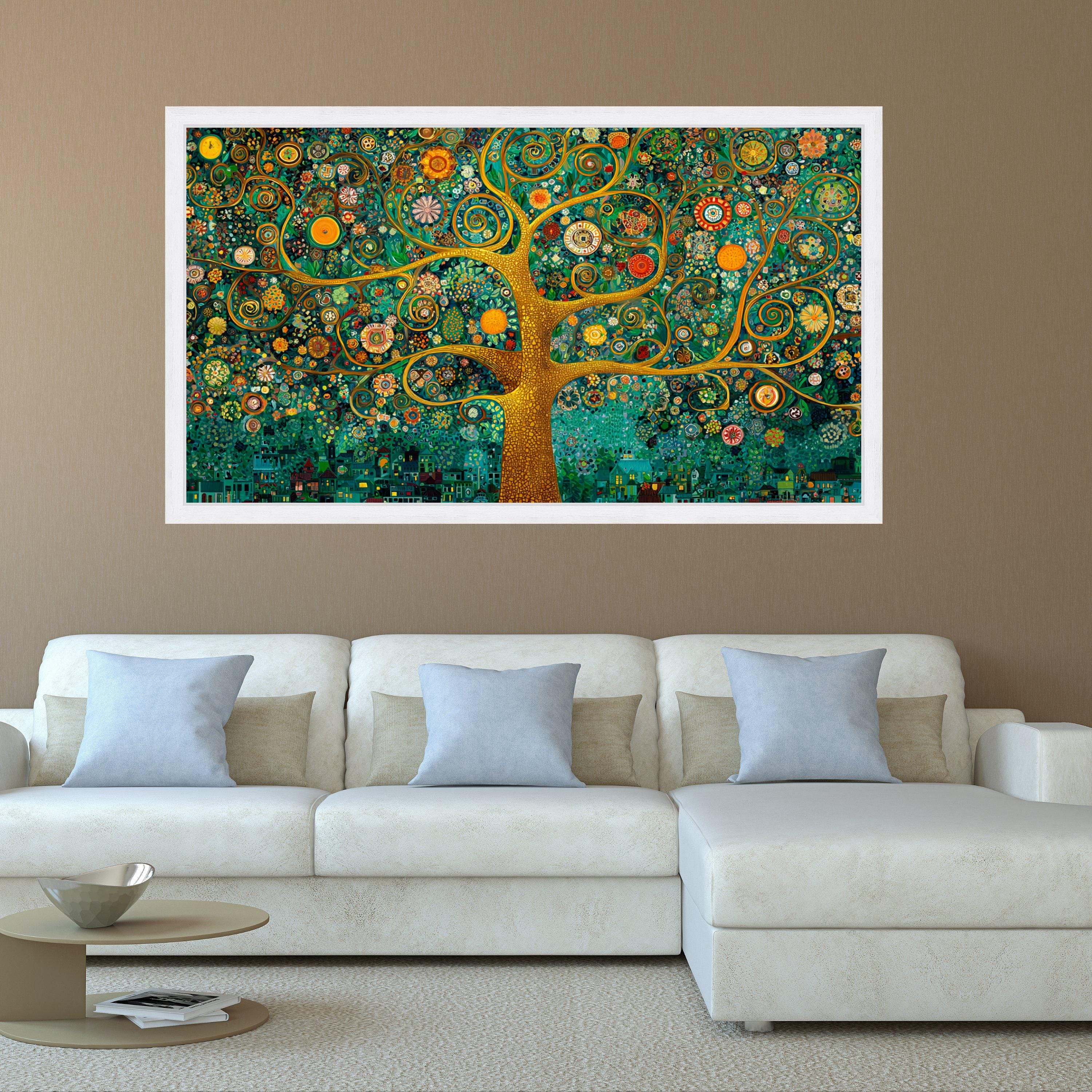 Gustav Klimt Tree of Life Canvas, Abstract Floral Wall Art, Golden ...
