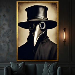 Mysterious Plague Doctor Canvas Painting - Vintage Gothic Art Gift for Dark Home Decor and Unique Wall Collection